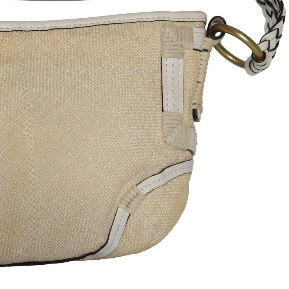 Coach Straw & Leather Soho Hobo Shoulder Bag 4710 Ivory colored leather trim